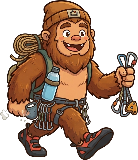 The Gorge Sasquatch geared up for a climbing day