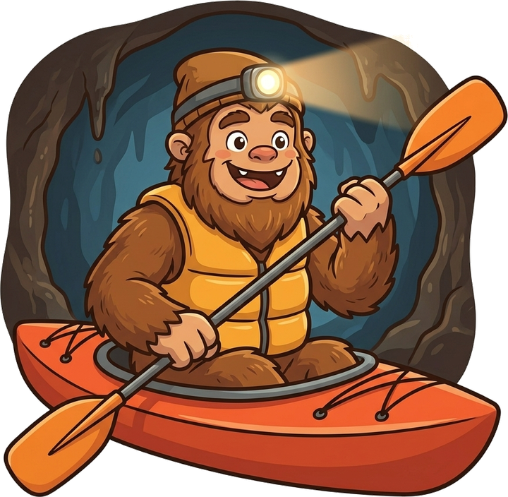 The Gorge Sasquatch paddling the underground cavern