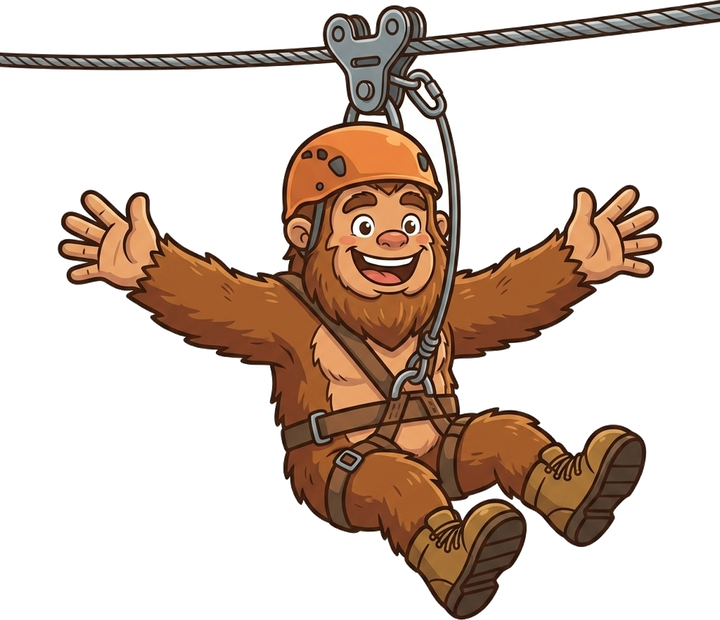 The Gorge Sasquatch flying the zipline